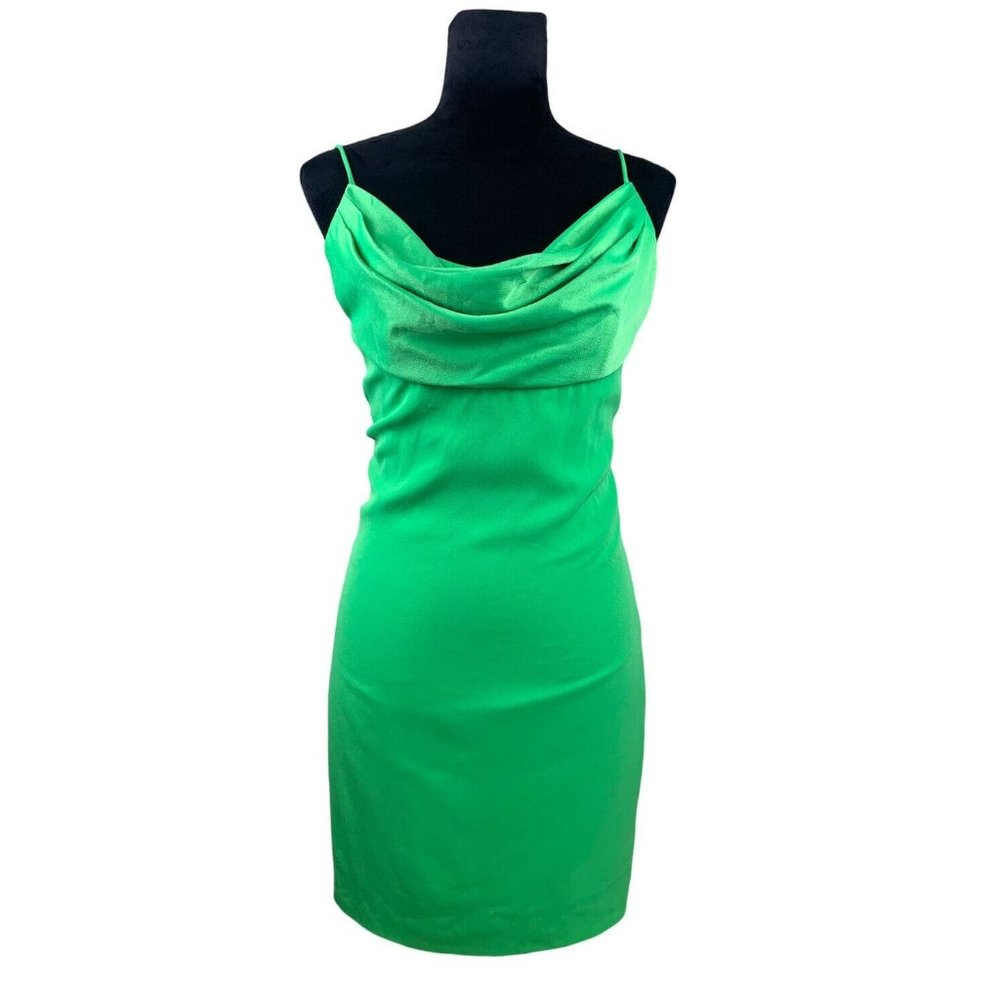 A.J. Bari Neiman Marcus Retro 80-90’s Green Mini Dress Ruffled Scoop Neck SZ10